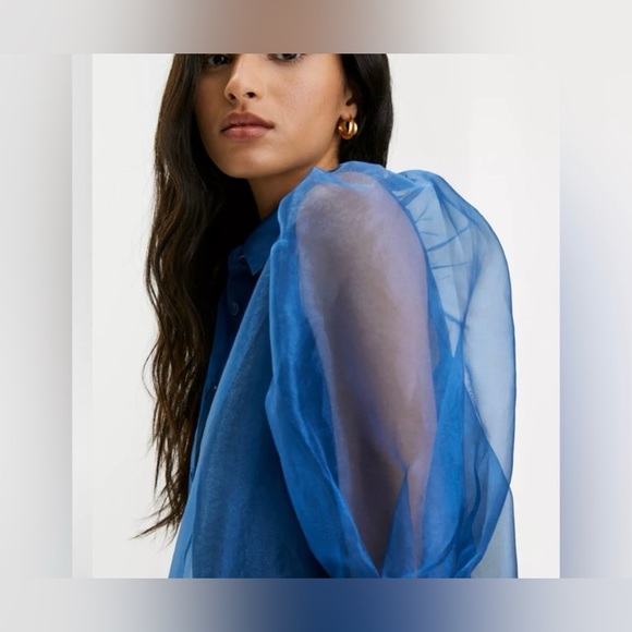 Womens Little Moon sheer blue organza dress from Aritzia - size 10 - NWT - Picture 2 of 16